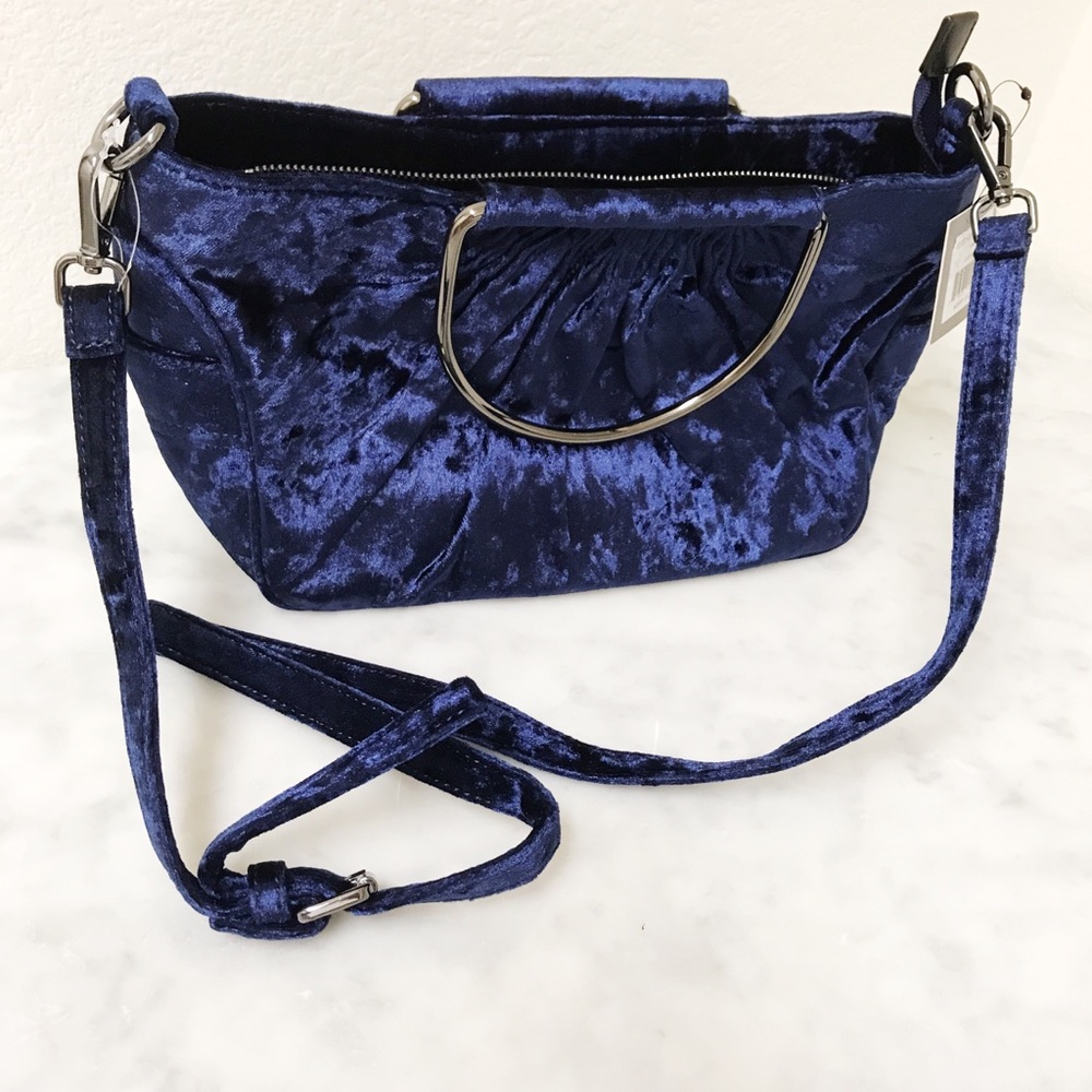 Top Handle Bag Blue Suede